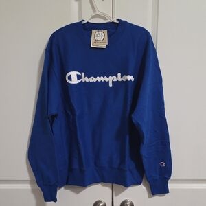 Champion Royal Blue Crewneck Sweatshirt with White Logo